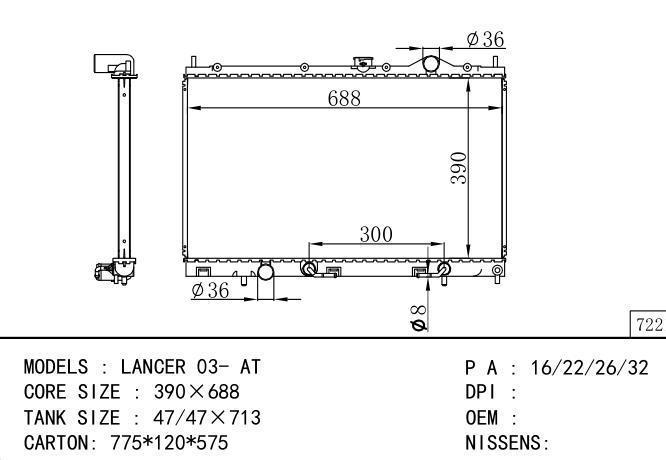  Car Radiator for MITSUBISHI LANCER