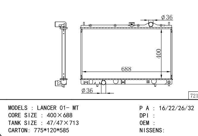  Car Radiator for MITSUBISHI LANCER