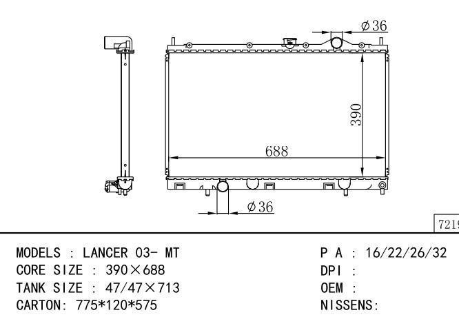  Car Radiator for MITSUBISHI LANCER