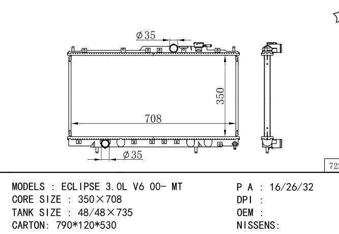  Car Radiator for MITSUBISHI ECLIPSE 3.0L V6