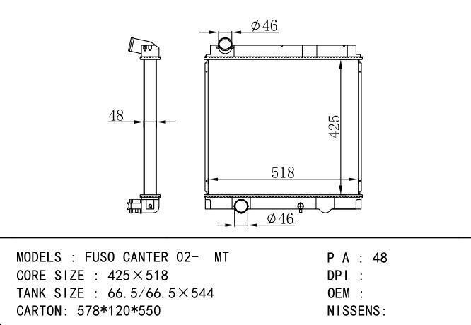  Car Radiator for MITSUBISHI FUSO CANTER 02- MT