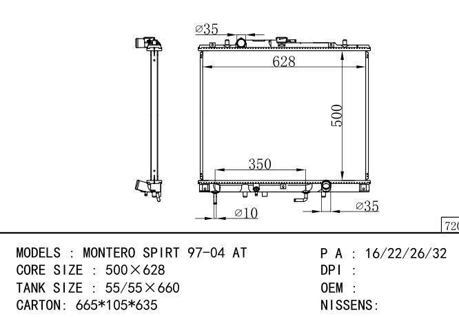  Car Radiator for MITSUBISHI MONTERO SPIRT 97-04