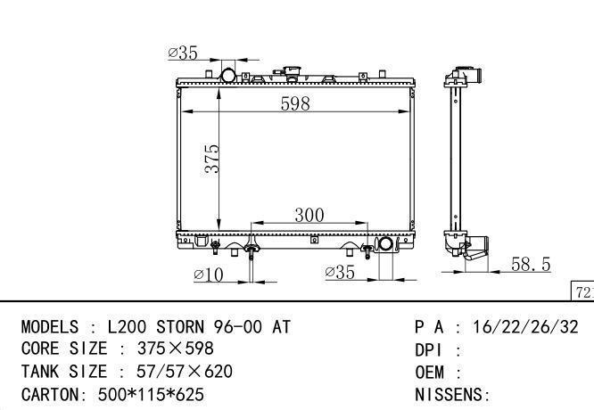  Car Radiator for MITSUBISHI L200  STORM 96-00