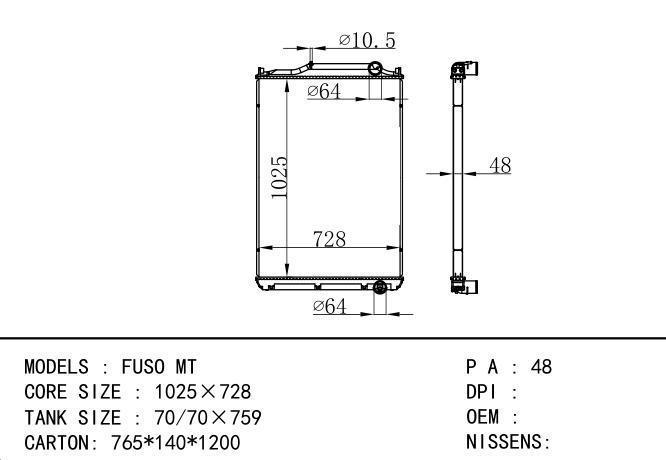  Car Radiator for MITSUBISHI FUSO