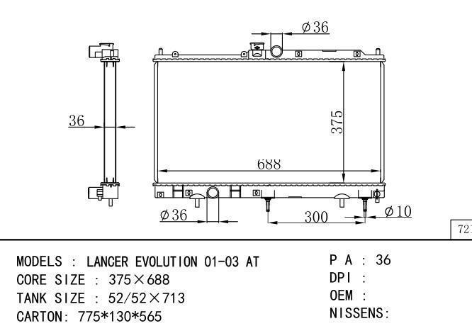  Car Radiator for MITSUBISHI LANCER EVOLUTION