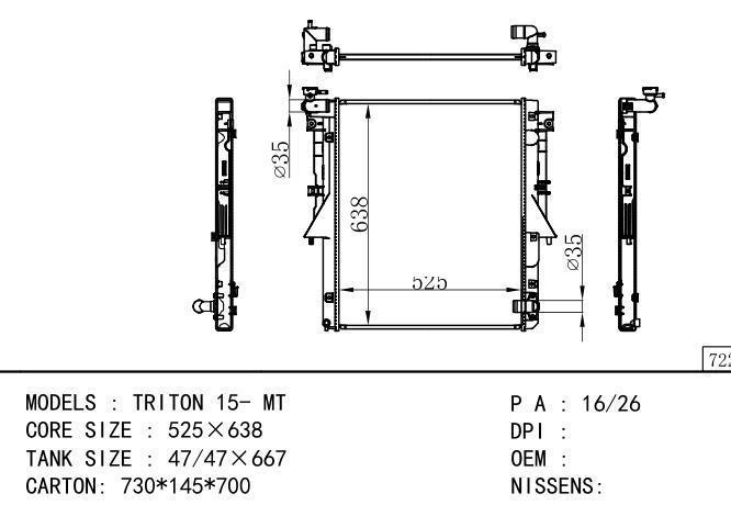  Car Radiator for MITSUBISHI TRITON