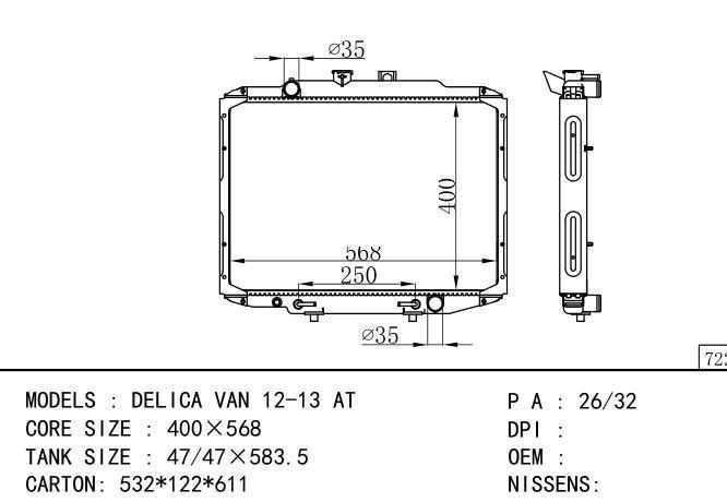  Car Radiator for MITSUBISHI DELICA VAN