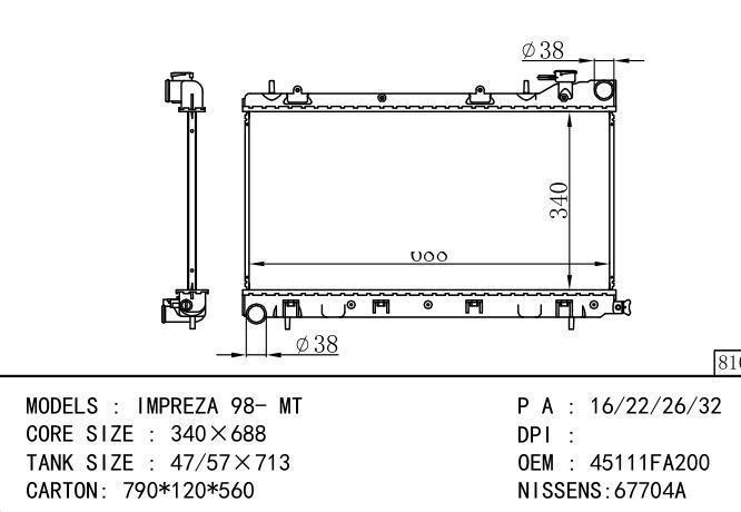 45111FA200/45111FA350/45111FA370/*45111FA200 Car Radiator for SUBARU SUBARU IMPRE