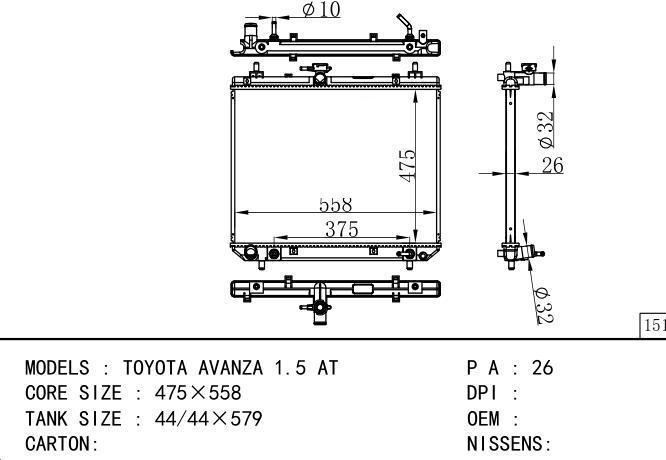  Car Radiator for TOYOTA TOYOTA AVANZA 1.5 AT