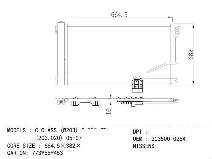 203500 0254 Condenser for BENZ C-CLASS (W203) C 320 CDI (203.020) 05-07