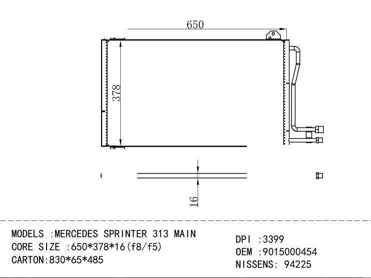 Condenser for BENZ MERCEDES SPRINTER 313 MAIN