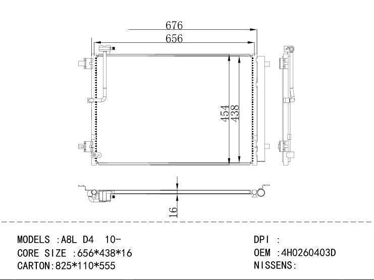4H0260403D Condenser for AUDI A8L D4 10