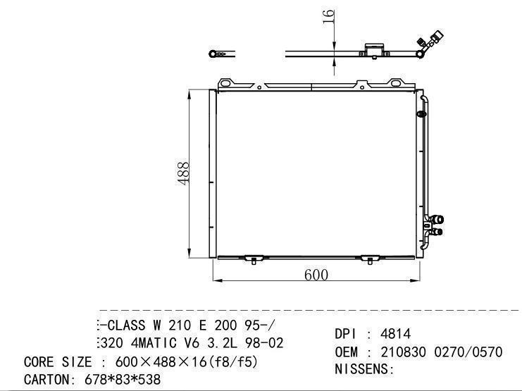 210830.473684211 Condenser for BENZ E-CLASS W 210 E 200 95-/ 0270/0570 E320 4 MAT