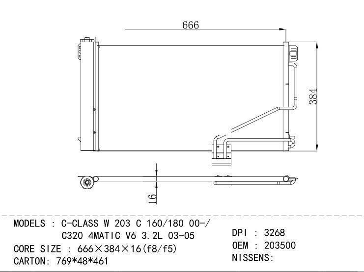 203500 0054/0254 Condenser for BENZ C-CLASS W 203 C 160/180 00