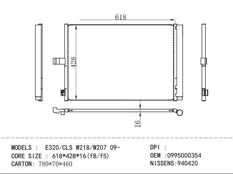 0995000354 Condenser for BENZ E320/ CLS W 218/W207 09