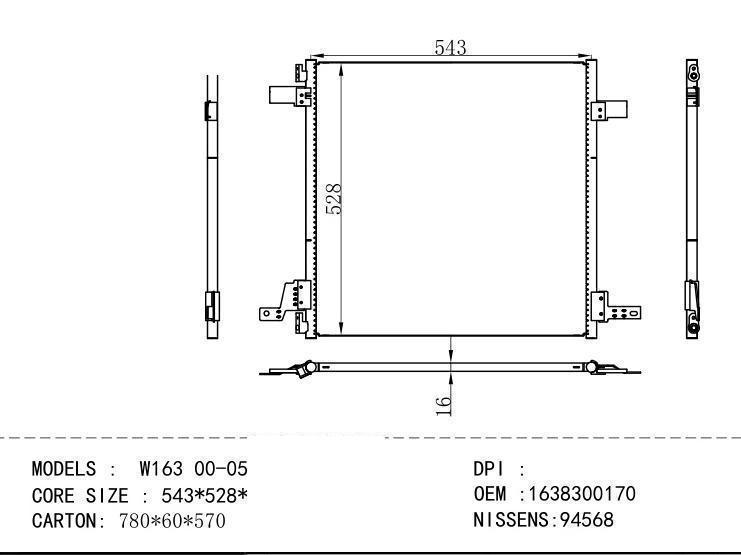 1638300170 Condenser for BENZ W163 00-05