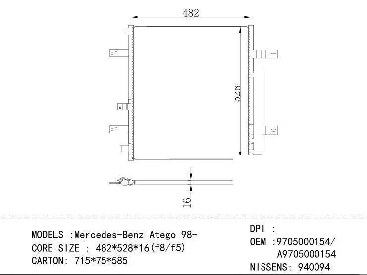 9705000154/ A9705000154 Condenser for BENZ Mercedes - Benz Atego 98