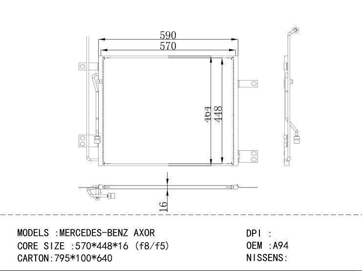 A9405000254 Condenser for BENZ MERCEDES - BENZ AXOR