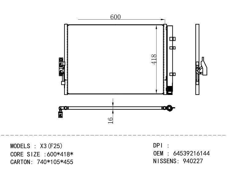 64539216144 Condenser for BMW X3(F25)