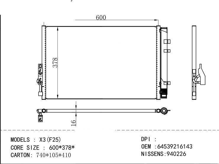 64539216143 Condenser for BMW X3(F25)
