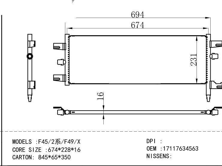 17117634563 Condenser for BMW F45/2 /F49/X1