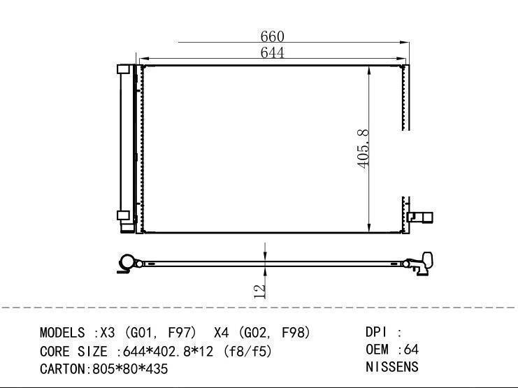 6453938941 Condenser for BMW X3 (G01, F97) X4 (G02, F98)