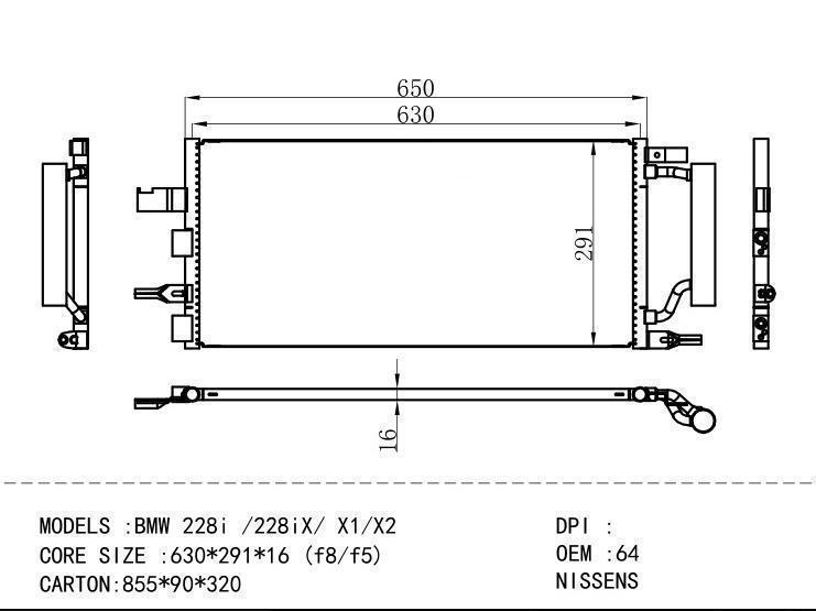 64509271206 Condenser for BMW BMW 228i /228 iX / X1/X2