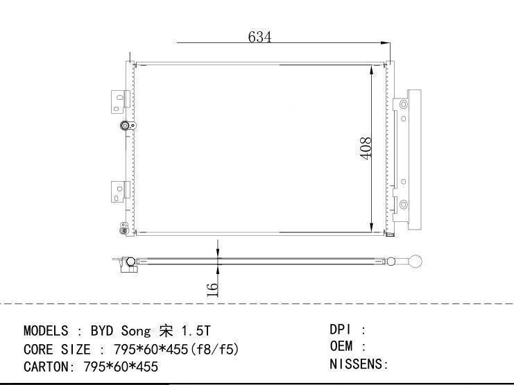  Condenser for CHINESE CAR BYD Song 1.5T