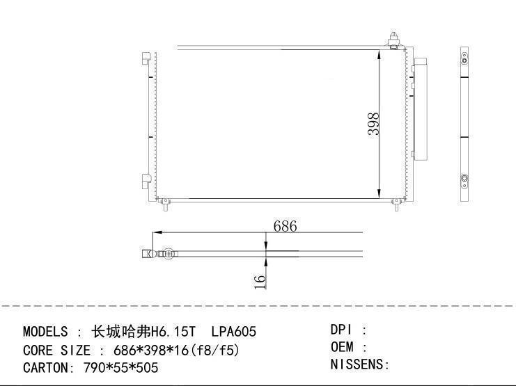  Condenser for CHINESE CAR HAVAL H6.15 T LPA 605