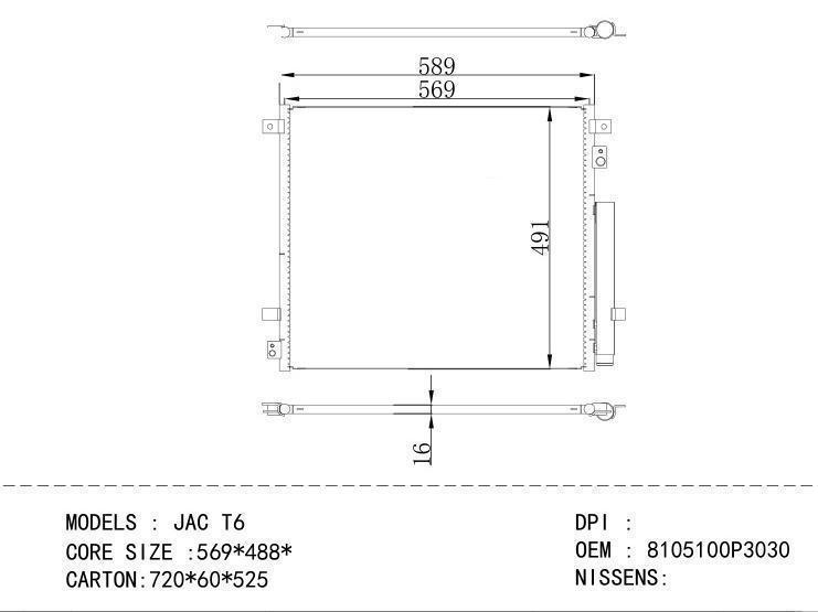 8105100P3030 Condenser for CHINESE CAR JAC T6