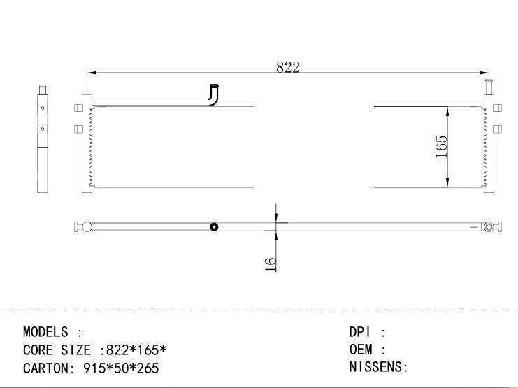  Condenser for CHINESE CAR 822*165*16