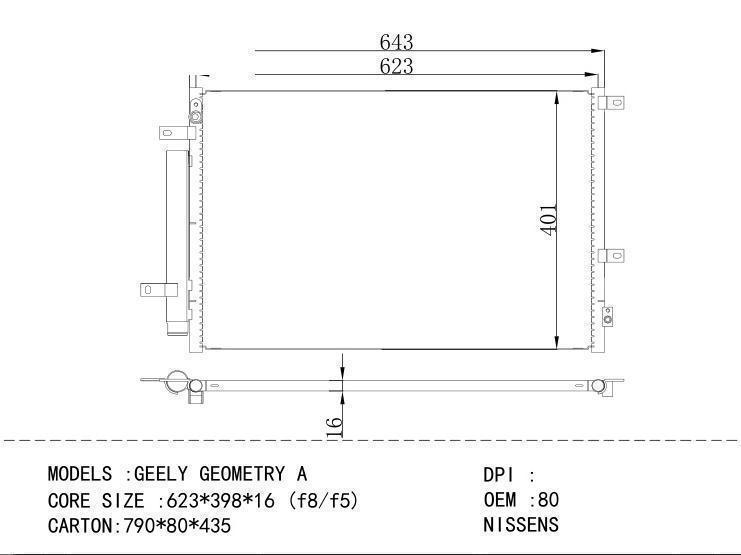 8010049300 Condenser for CHINESE CAR GEELY GEOMETRY A