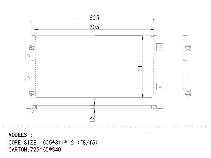  Condenser for CHINESE CAR 605*311*16