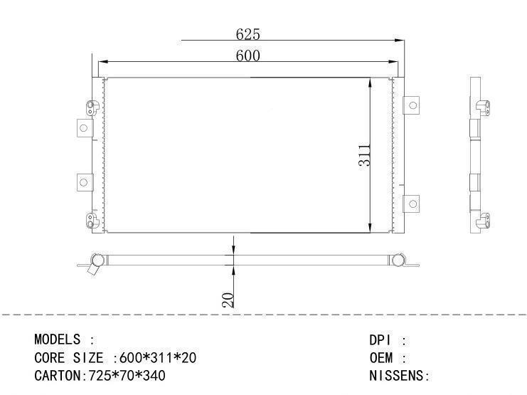  Condenser for CHINESE CAR 600*311*20