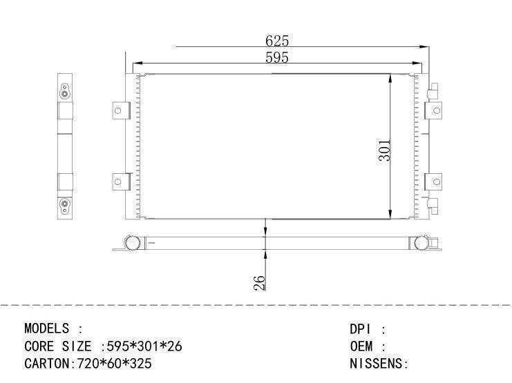  Condenser for CHINESE CAR 595*301*26