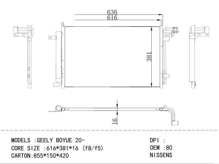 8010058700 Condenser for CHINESE CAR GEELY BOYUE 20