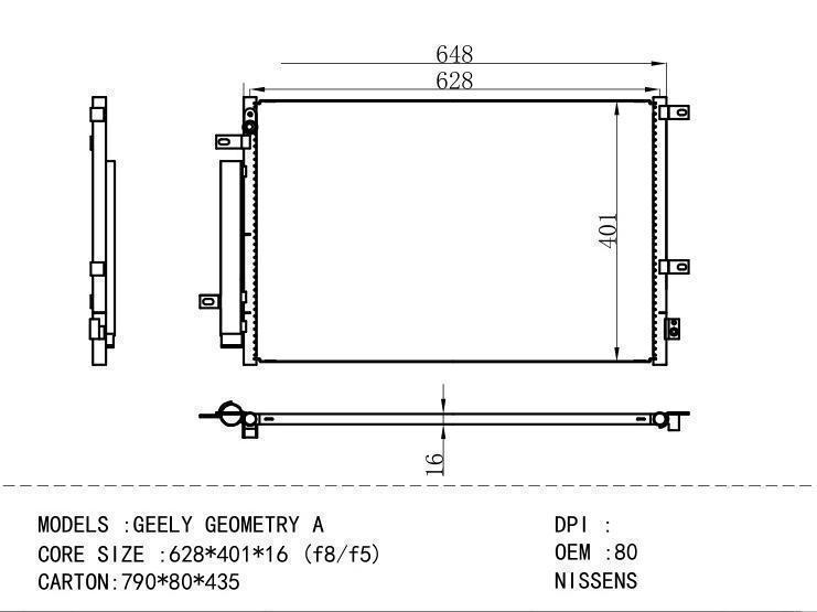 8010049300 Condenser for CHINESE CAR GEELY GEOMETRY A