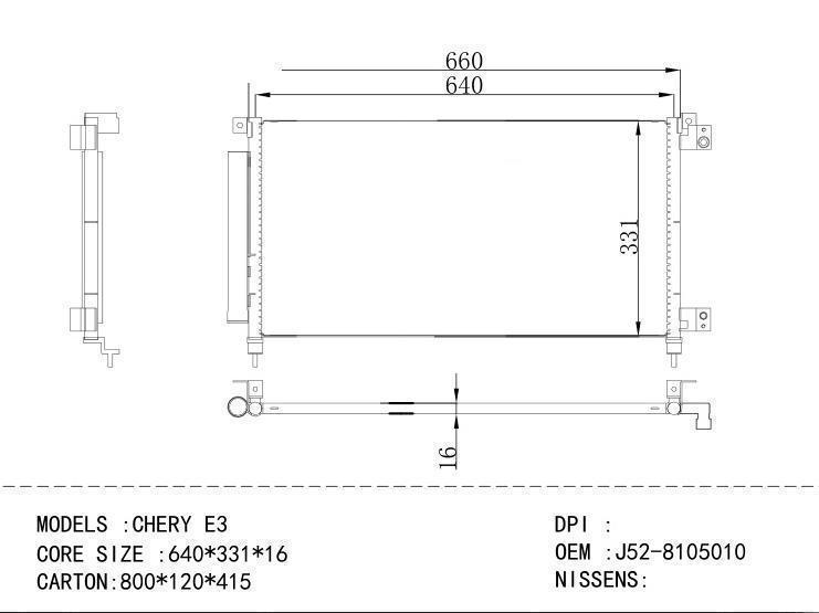 J52-8105010 Condenser for CHINESE CAR CHERY E3