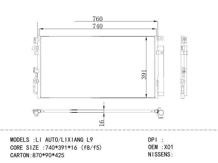 X01-81050012 Condenser for CHINESE CAR LI AUTO / LIXIANG L 9