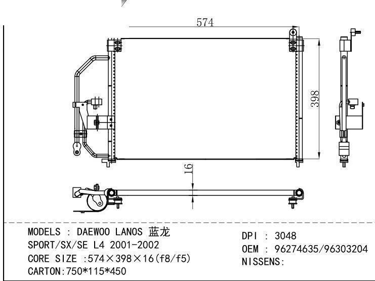 96274635/96303204 Condenser for DAEWOO