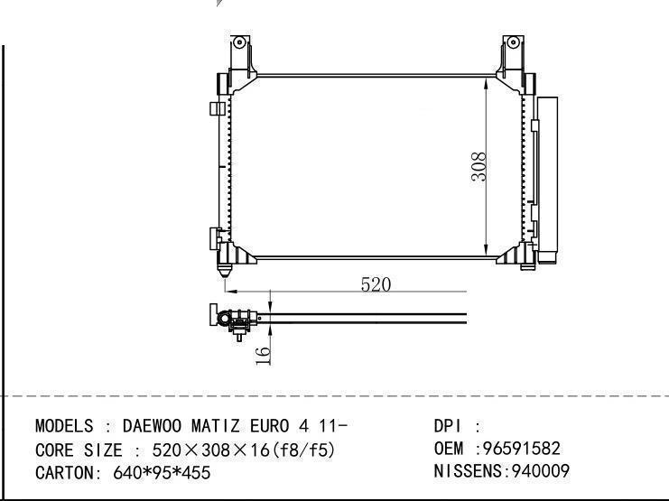 96591582 Condenser for DAEWOO DAEWOO MAT IZ EURO 4 11