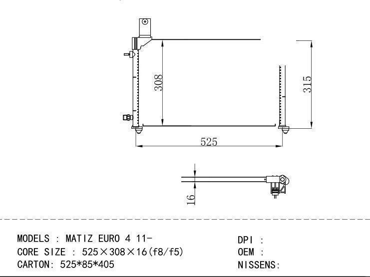  Condenser for DAEWOO MAT IZ EURO 4 11