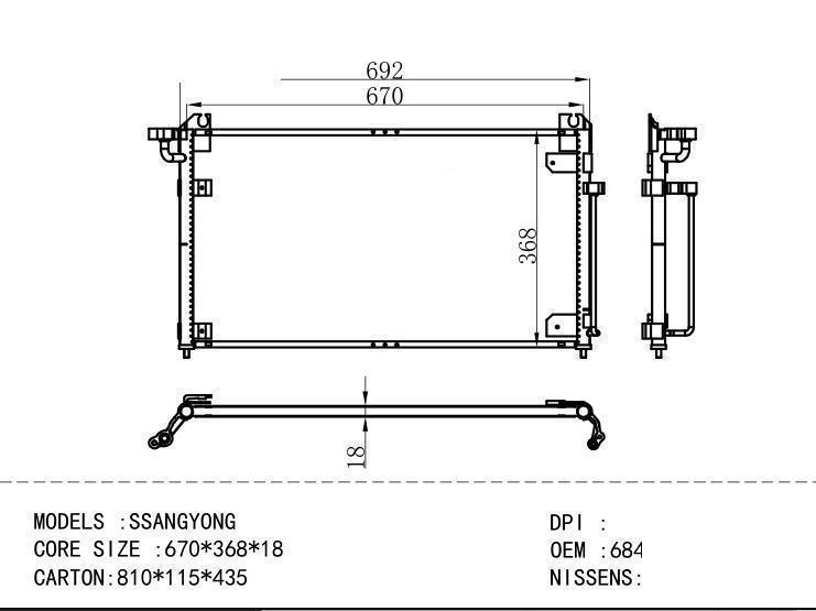 6841106300 Condenser for DAEWOO SSANGYONG