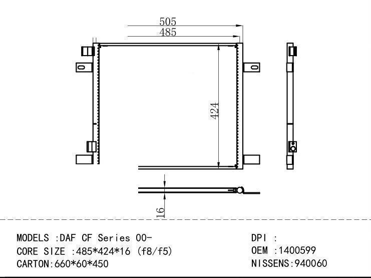 1400599 Condenser for DAF DAF CF Ser ies 00