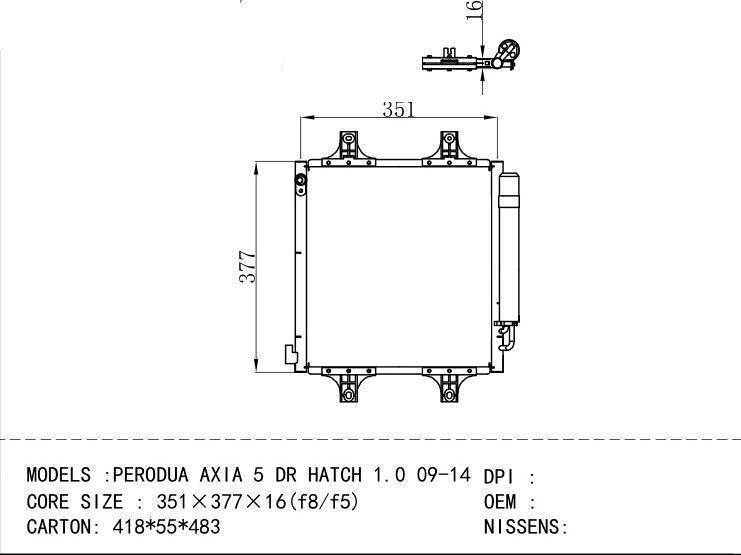  Condenser for DAIHATSU PERODUA AXIA 5 DR HATCH 1.0 09-14
