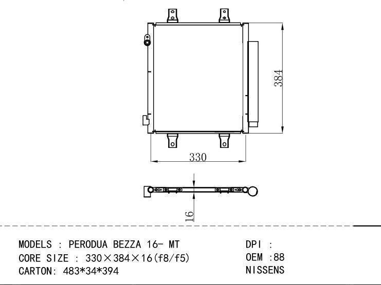 88460BZ270 Condenser for DAIHATSU PERODUA BEZZA 1 6- MT