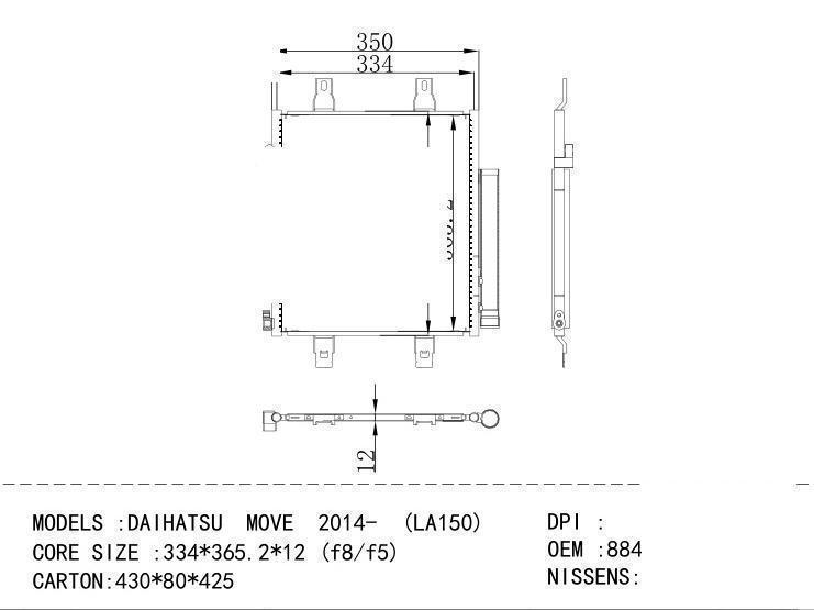 88460-B2010 Condenser for DAIHATSU DAIHATSU MOVE 2014- (LA150)