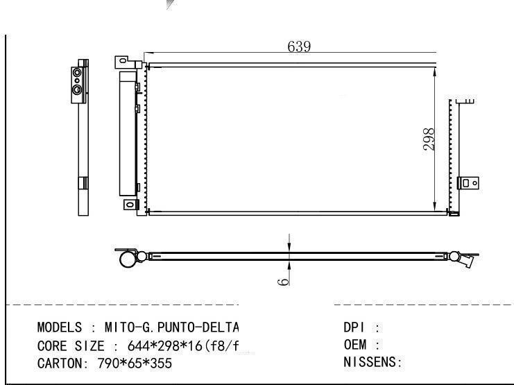  Condenser for FIAT MITO -G. PUNTO - DELTA - CORSA D