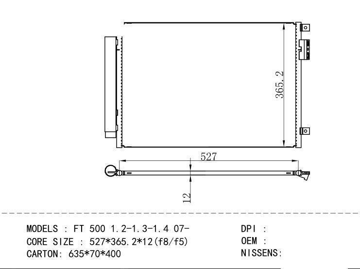 Condenser for FIAT FT 500 1.2-1.3-1.4 07