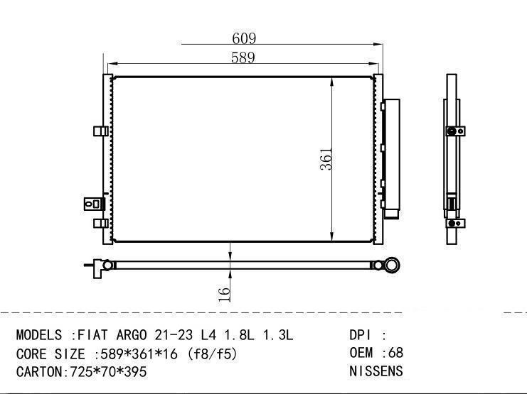 68374136AA Condenser for FIAT FIAT ARGO 21-23 L4 1.8L 1.3L